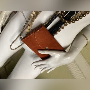 Vintage tan suede checkbook